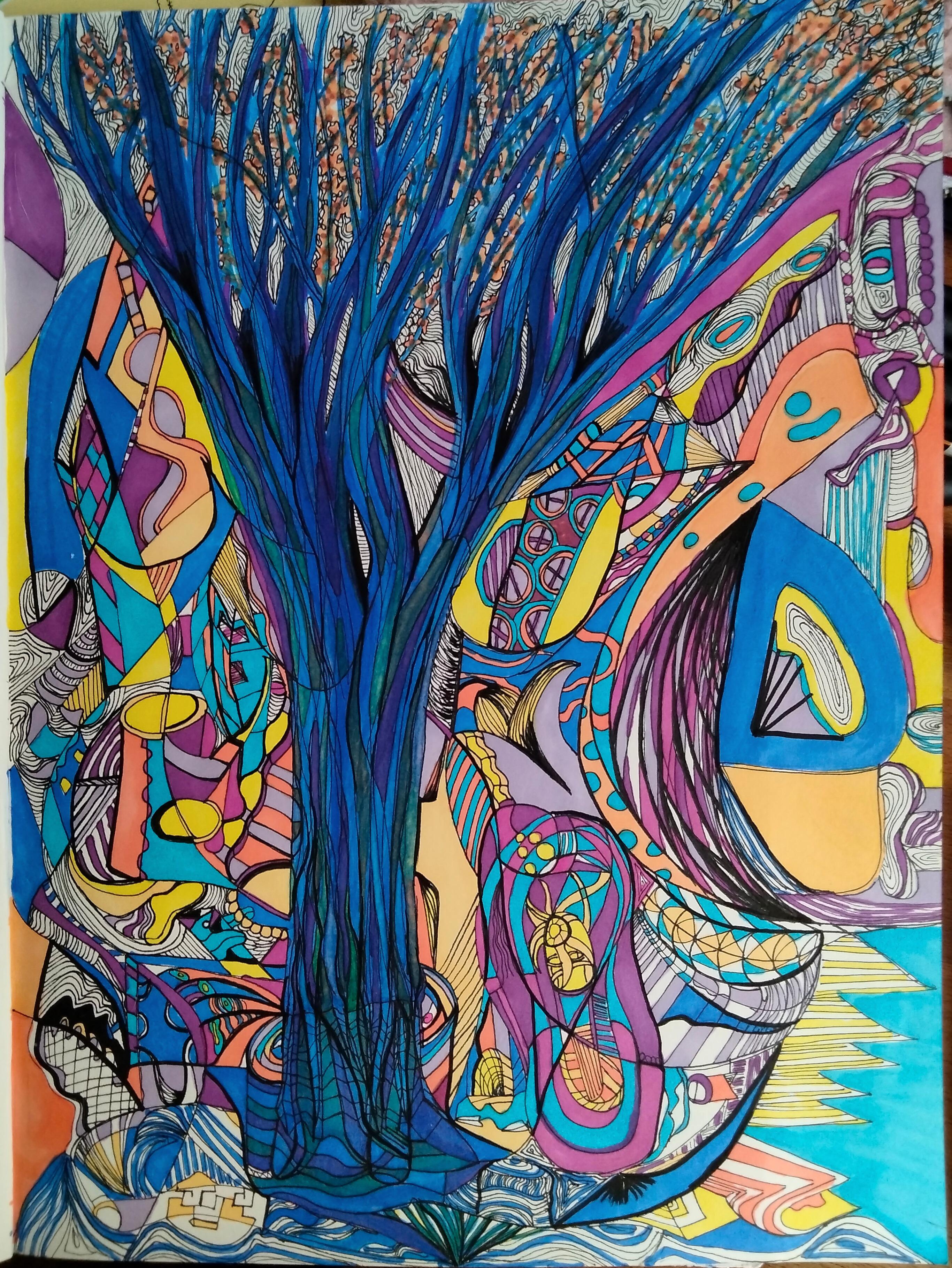 Tree of life — dessin abstrait, 27×35,5 cm, 2024